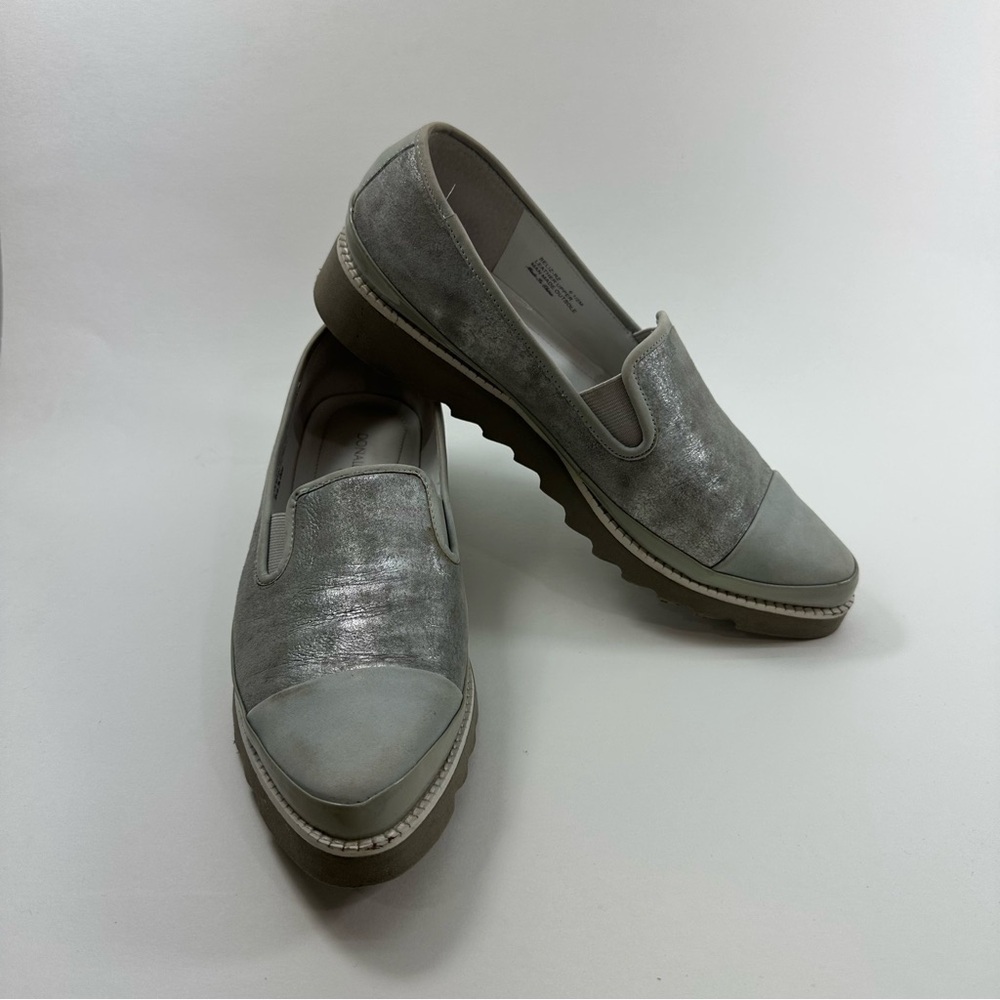 Donald Pliner Beliz Loafer Shoe 6.5 Slip On Comfort Casual Gray Wedge